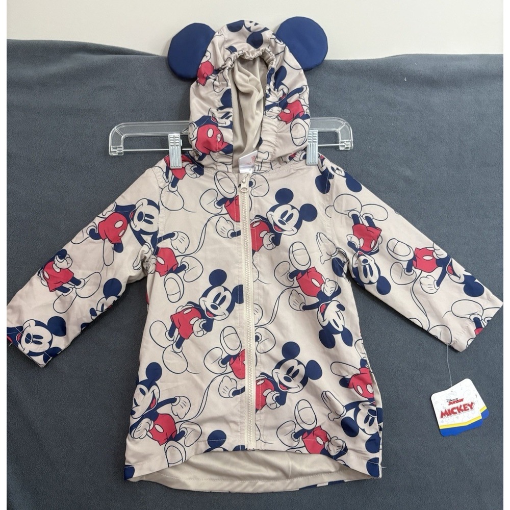 Disney Mickey Mouse Hooded Windbreaker Jacket Size 2T